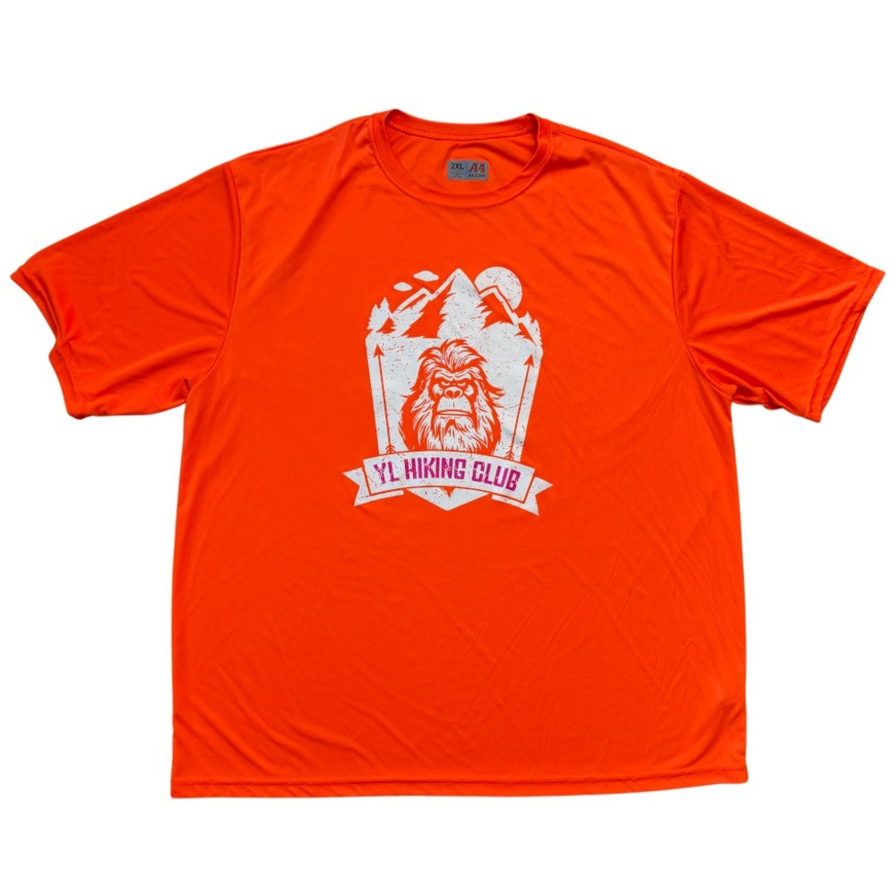 A4 Neon Orange Big Foot YL Hiking Club T-Shirt Men’s Size 2XL